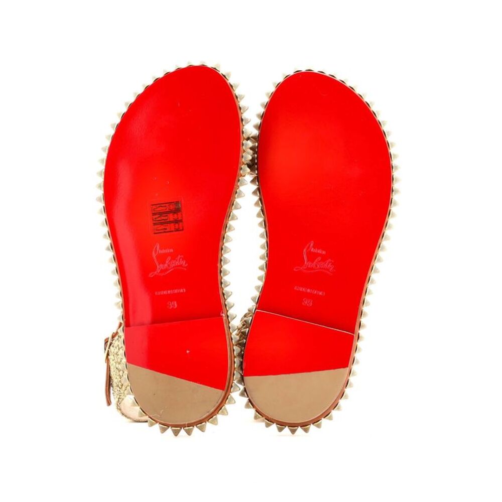 Christian Louboutin Women's Cordorella Spike Sandals Leather Brown - Picture 4 of 6